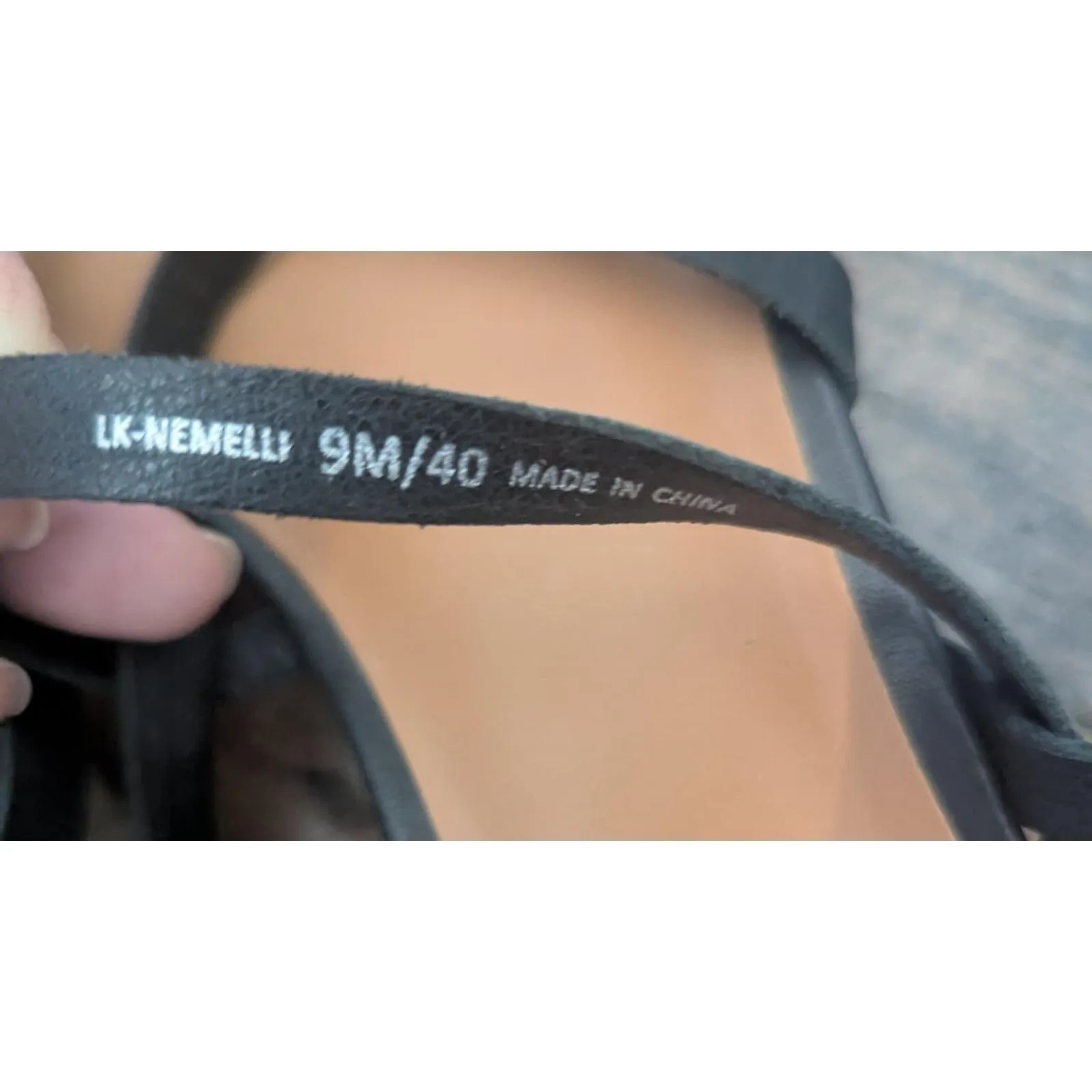 Lucky Brand Nemelli Black Leather Espadrille Sandals Gladiator Strappy Wedge - Image 4