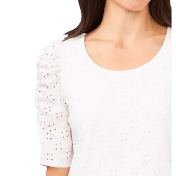 CeCe Crewneck Ruched Elbow Sleeve Top Xsmall - Image 3