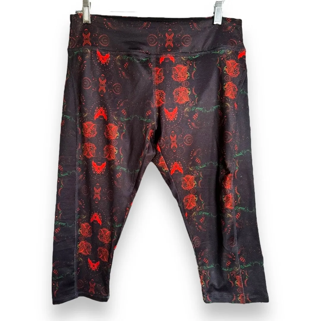 LuLaRoe Womens Leggings Sz L‎ Jade Athletic Capris Activewear Black Orange NEW - Image 3