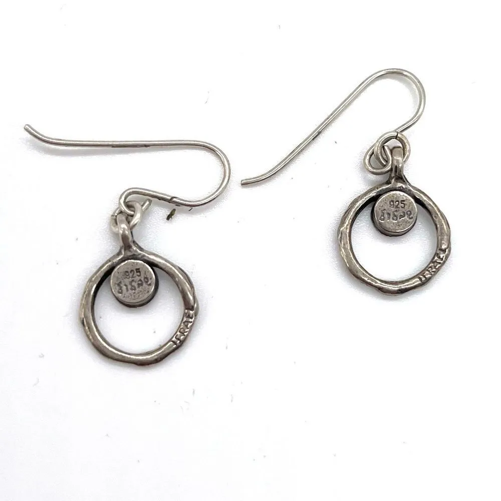 925 Israel Silver with Blue Opal Stone Earrings - Image 4