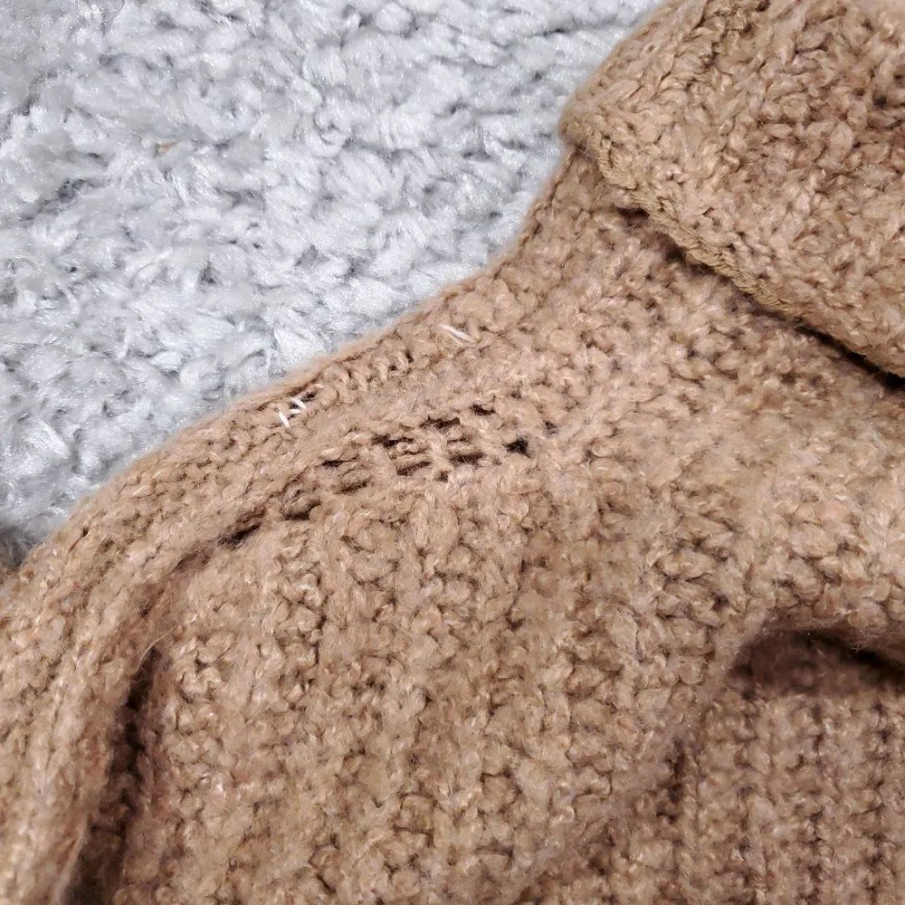 Abercrombie Turtleneck Chunky Knit Pullover Sweater Brown Tan Women's Size XS - Image 6