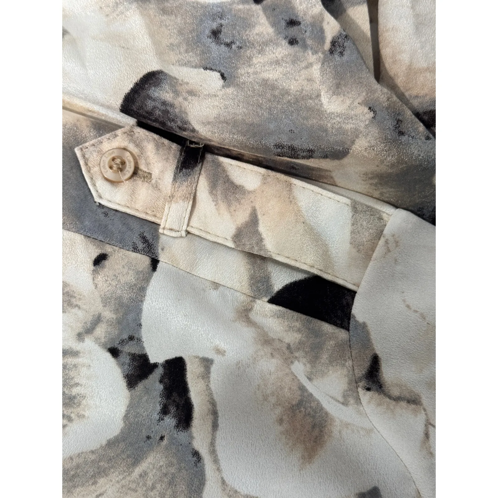 Calvin Klein Floral Print Button Down Shirt Women Size S Sheer Lightweight - Image 4