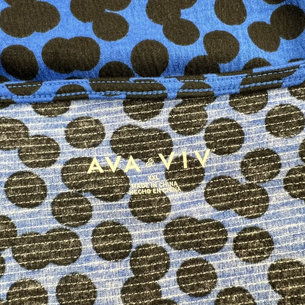 Ava & Viv Women's Blue Black Dots  Balloon Long Sleeve Wrap Dress XXL - Image 10