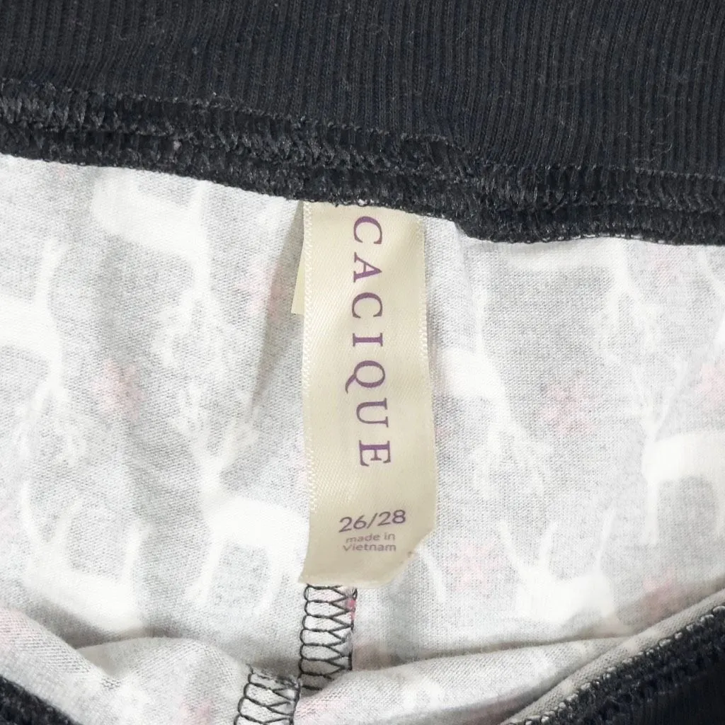 Cacique Plus Size 26W 28W‎ Pajama Pants Black White Reindeer Christmas 762 - Image 7