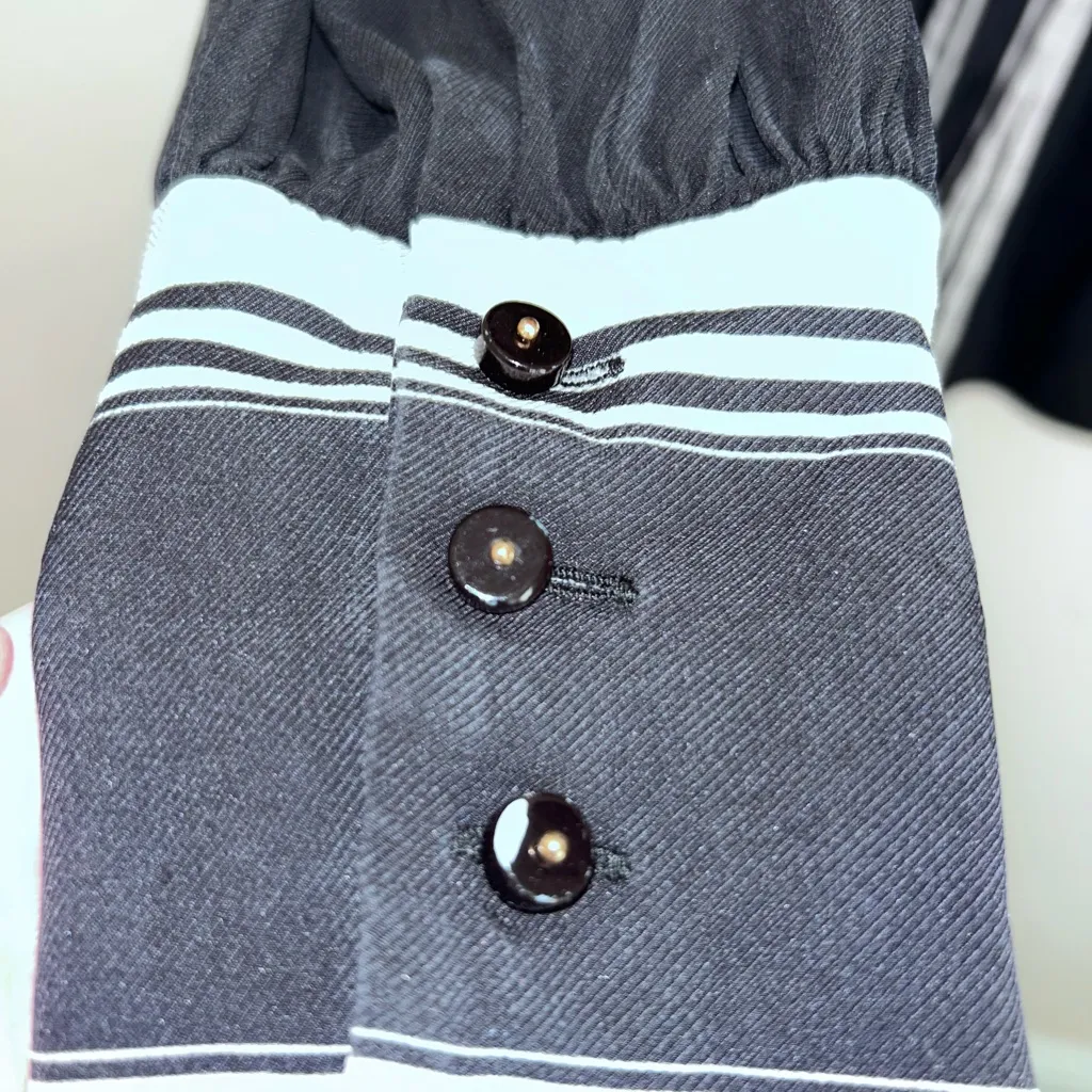 Zimmermann Black Twill Blouse with White Trim AU 0p - Image 4