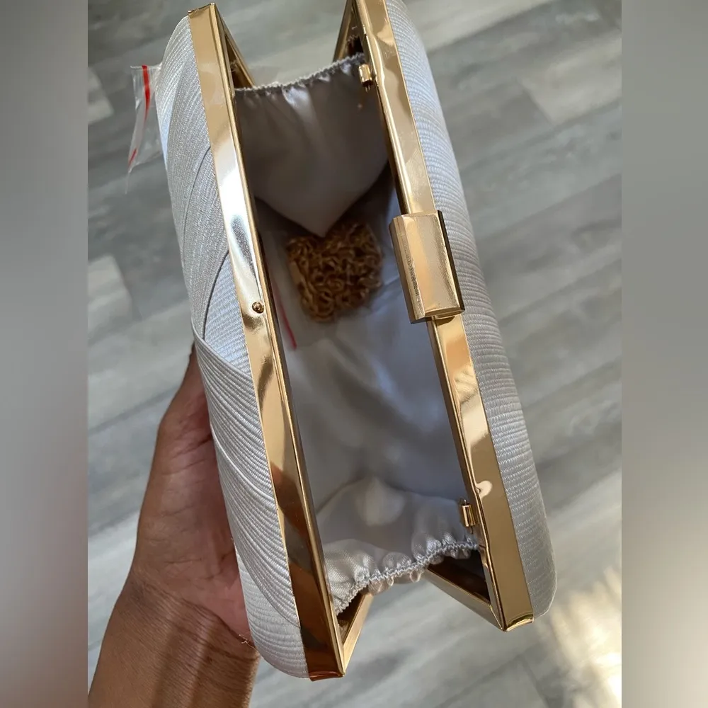 CLUTCH TASES CROSSBODY WEDDING PURSES EVENING Silver - Image 8