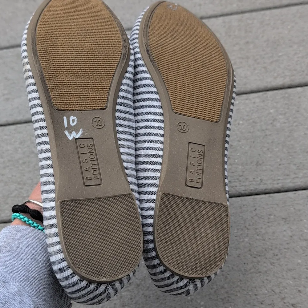 Basic Edition Striped Bow Flats | Striped Ballet Flats With Bow Blue Size 10 - Image 7