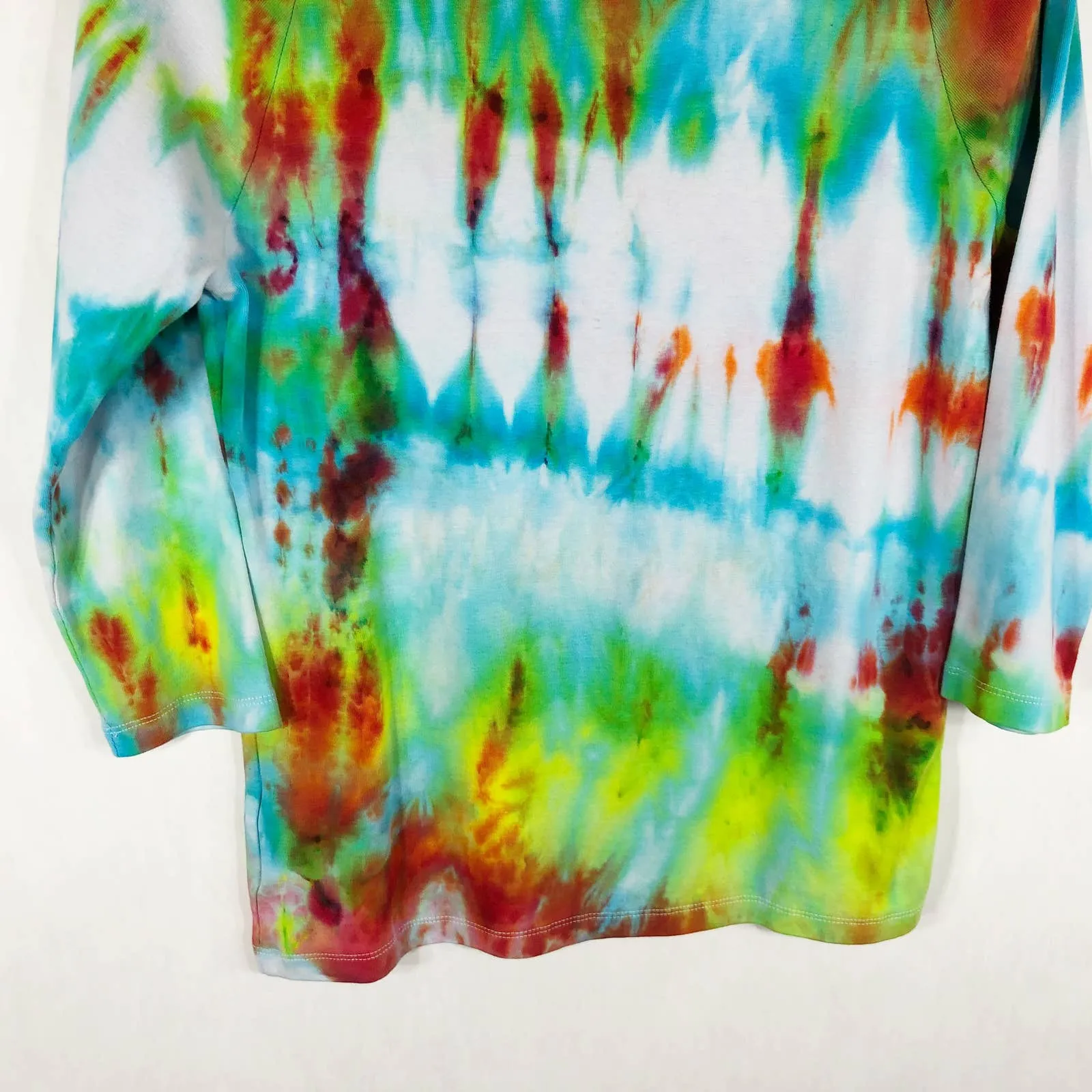 Jones New‎ York Large Top Handmade Tie Dye High Gloss Green Orange Blue 1530 - Image 9