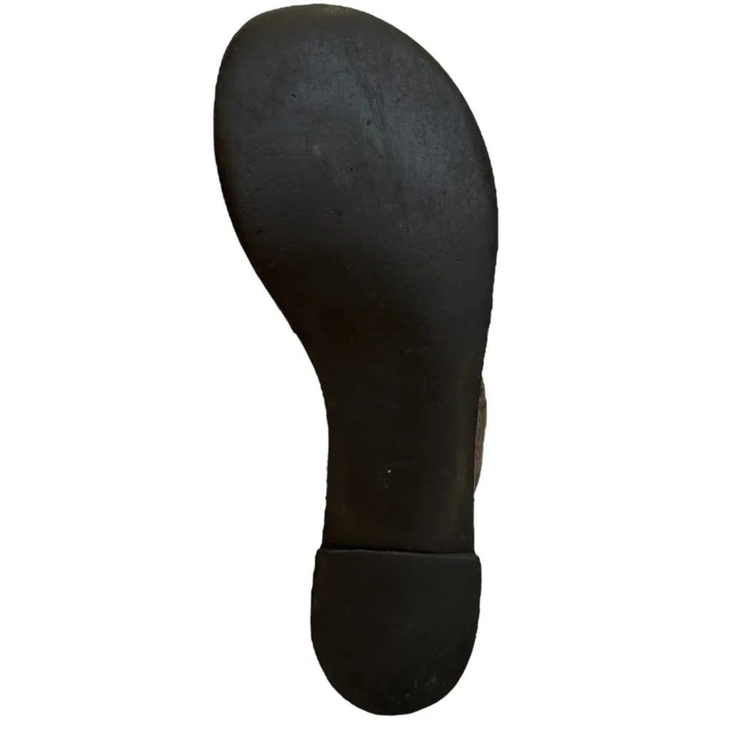 Tory Burch Thora 2 Leather Thong Sandals Pewter Metallic Tumbled Snake Print 7 M - Image 15