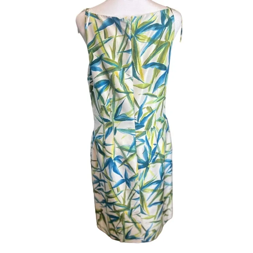 Liz Claiborne Blue Green Floral Print Silk Dress - Size 8 NWT - Image 3