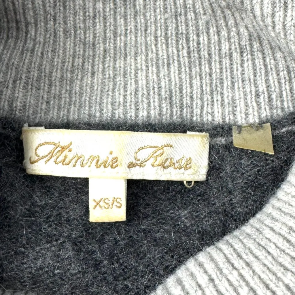 Minnie Rose Color Block Turtleneck Cashmere Sweater Dark Light Gray Combo XS/S - Image 2