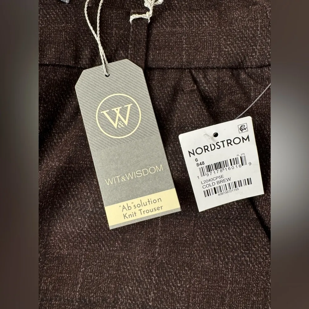 NEW! Wit & Wisdom ‘Ab’ Solution Houndstooth High waist Ankle Straight Le… Brown Size 6 - Image 5