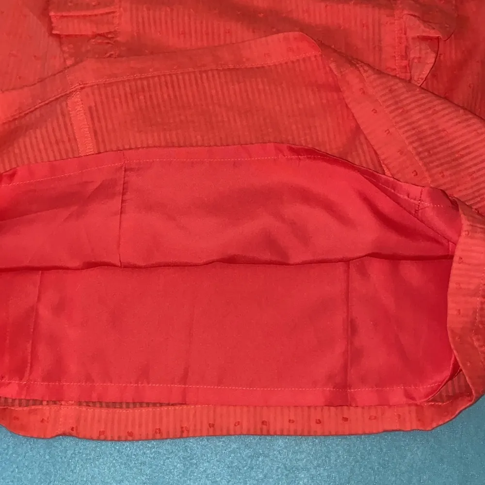 J.CREW FACTORY ruffle tank lined textured key hole button in back NEW size 10 Orange - Image 6