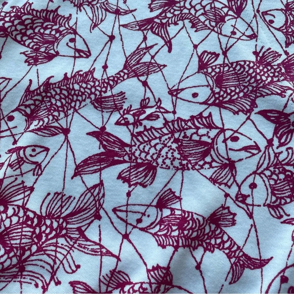 Key West Hand Print Fashions Cardigan Jacket White Pink XLarge Koi Fish Rare Size XL - Image 3