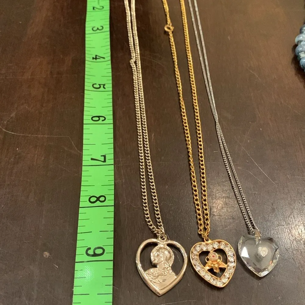 3 Dainty Heart Necklaces Silver - Image 2