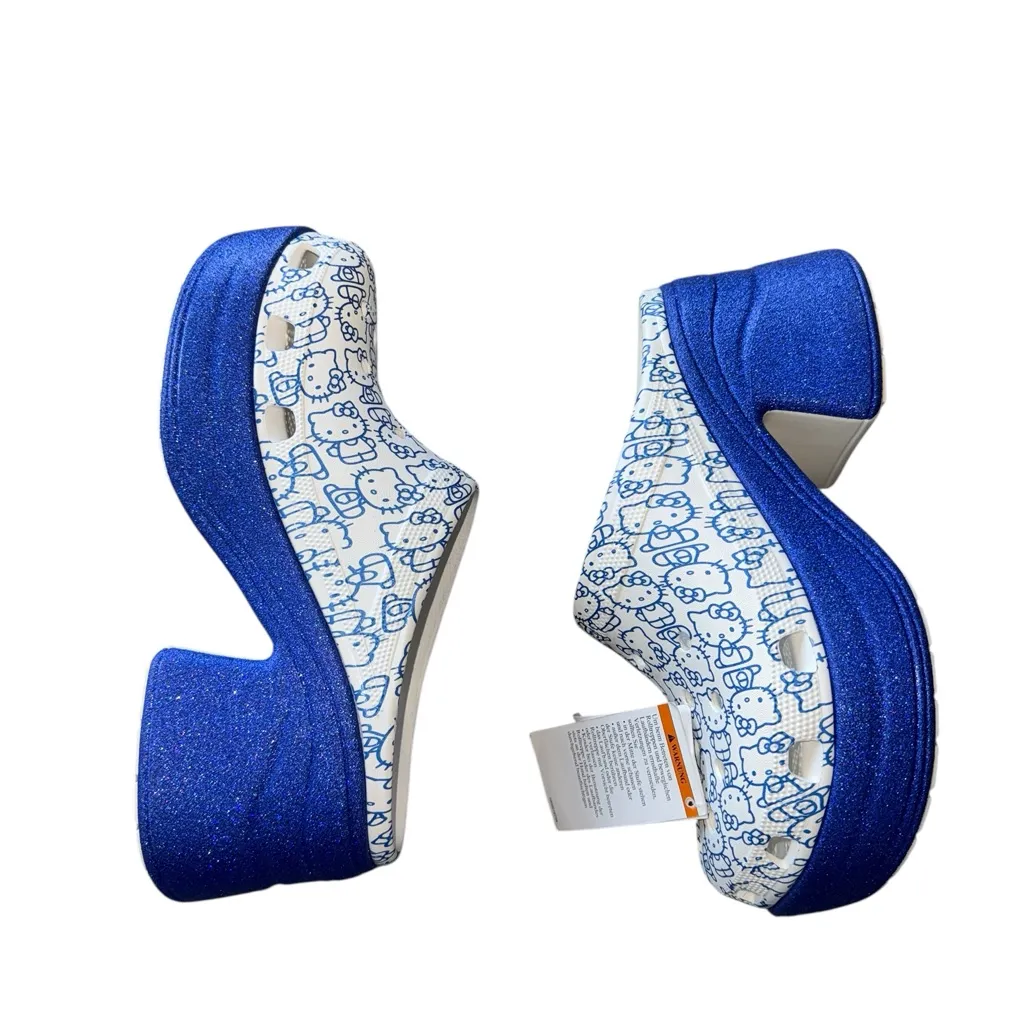 NWT  Crocs Hello Kitty 50th Anniversary Blue Glitter Siren Clog Slip On Blue - Image 7