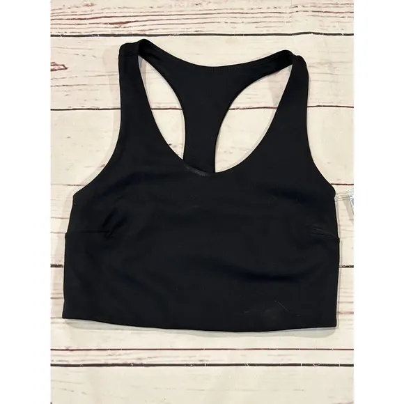 Zella XS Medium Support Yoga Sports Bra Dark Grey/Black Activewear - Image 2