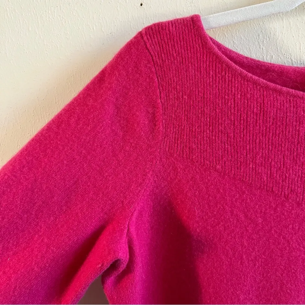 Talbots Cashmere Sweater Hot Pink Barbiecore Boat Neck 3/4 Sleeve Knit Sz 1X GUC - Image 4