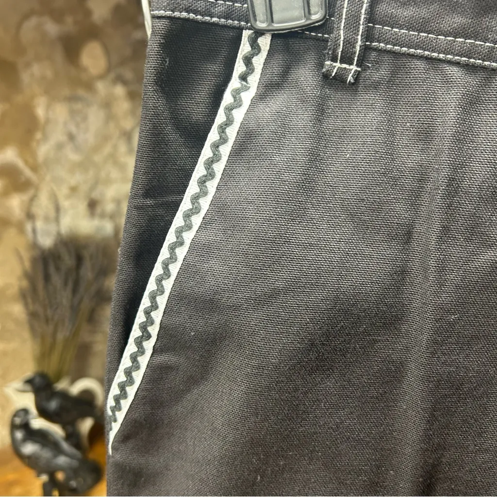 VTG Deadstock Fenini Black With White Ribbon/Black Ricrac Trim Pants: Small - Image 3