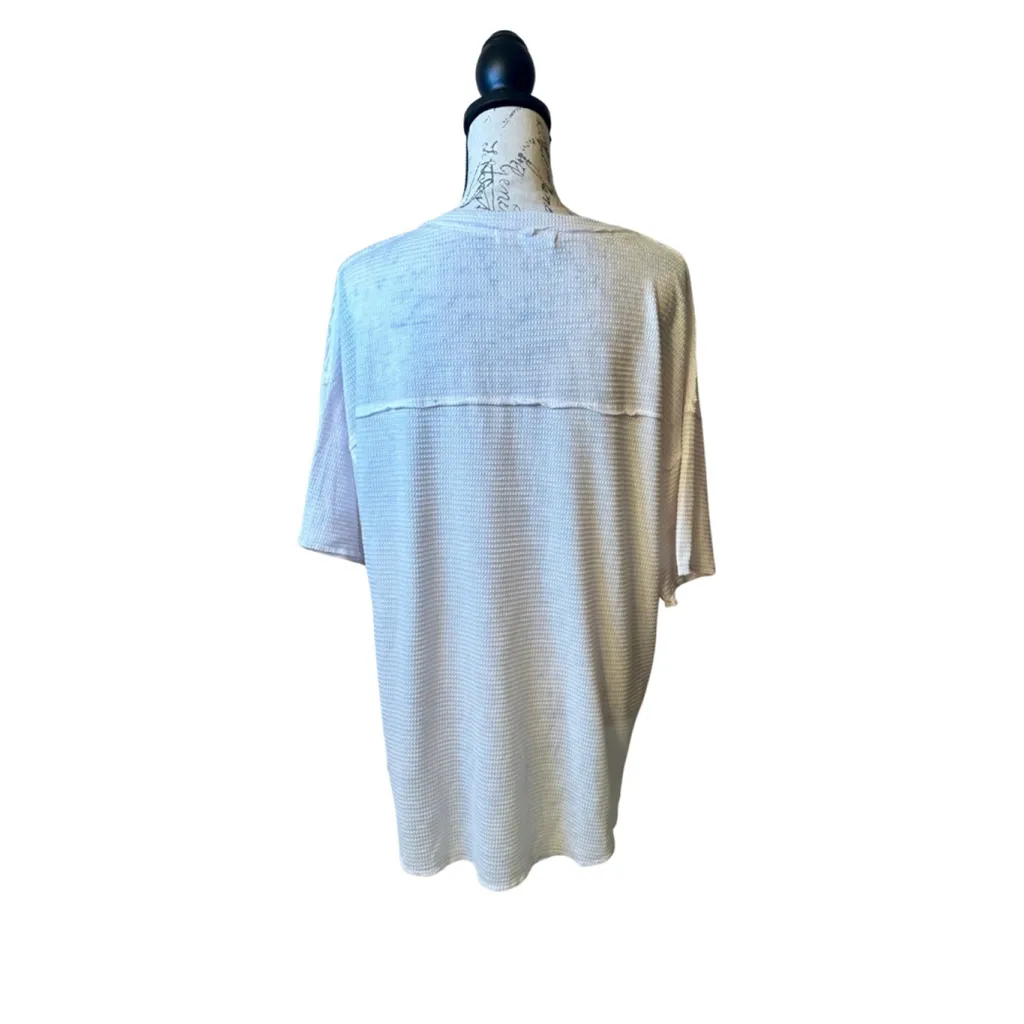 Project Social T  Extra Small White Waffle Knit V Neck T Shirt - Image 11