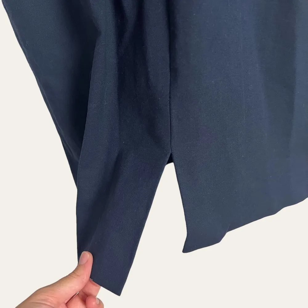 Rebecca Taylor Navy Blue Tailored Stretch Modern Ruffled Sheath Dress Size 6 - Image 11