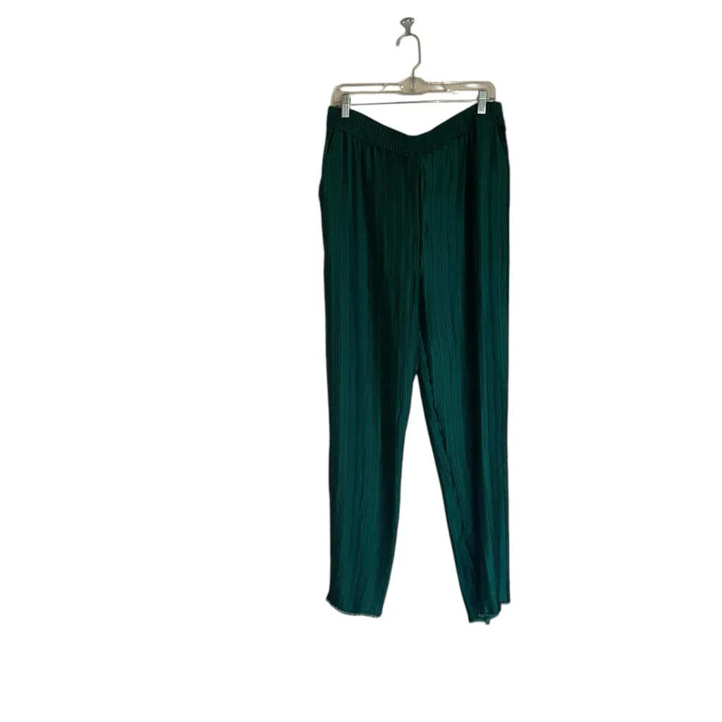 NWOT ZARA PLEATED Green Satin Fabric Loose Fit Trouser XL - Image 6