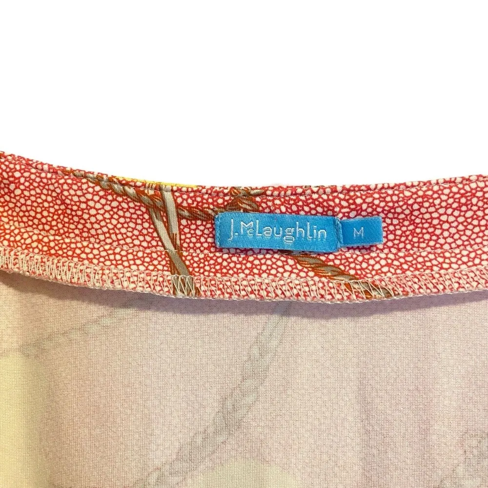 J. McLaughlin Medium Seashell Rope Scroll Catalina Cloth Emma Dress Red Yellow - Image 6