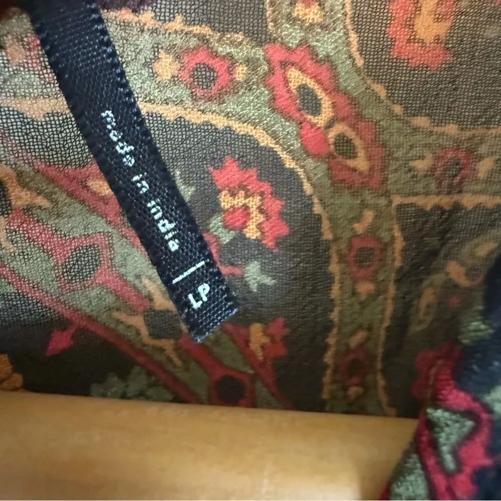 Akemi + Kin Munro Paisley Embroidered Beaded Boho Tunic Dress Size Large Praire Brown - Image 6