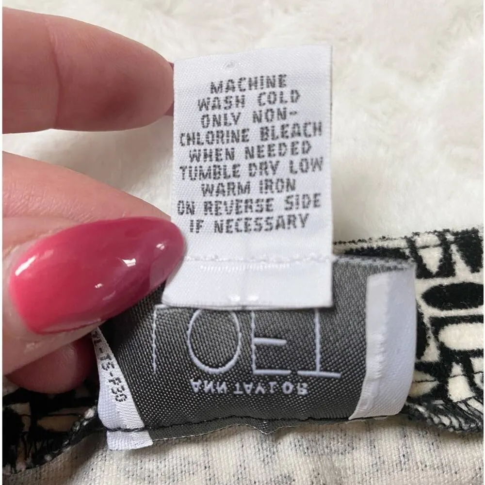 LOFT Petites Geometric Mini Skirt‎ Velveteen Fabric Black & White 2P - GUC - Image 3