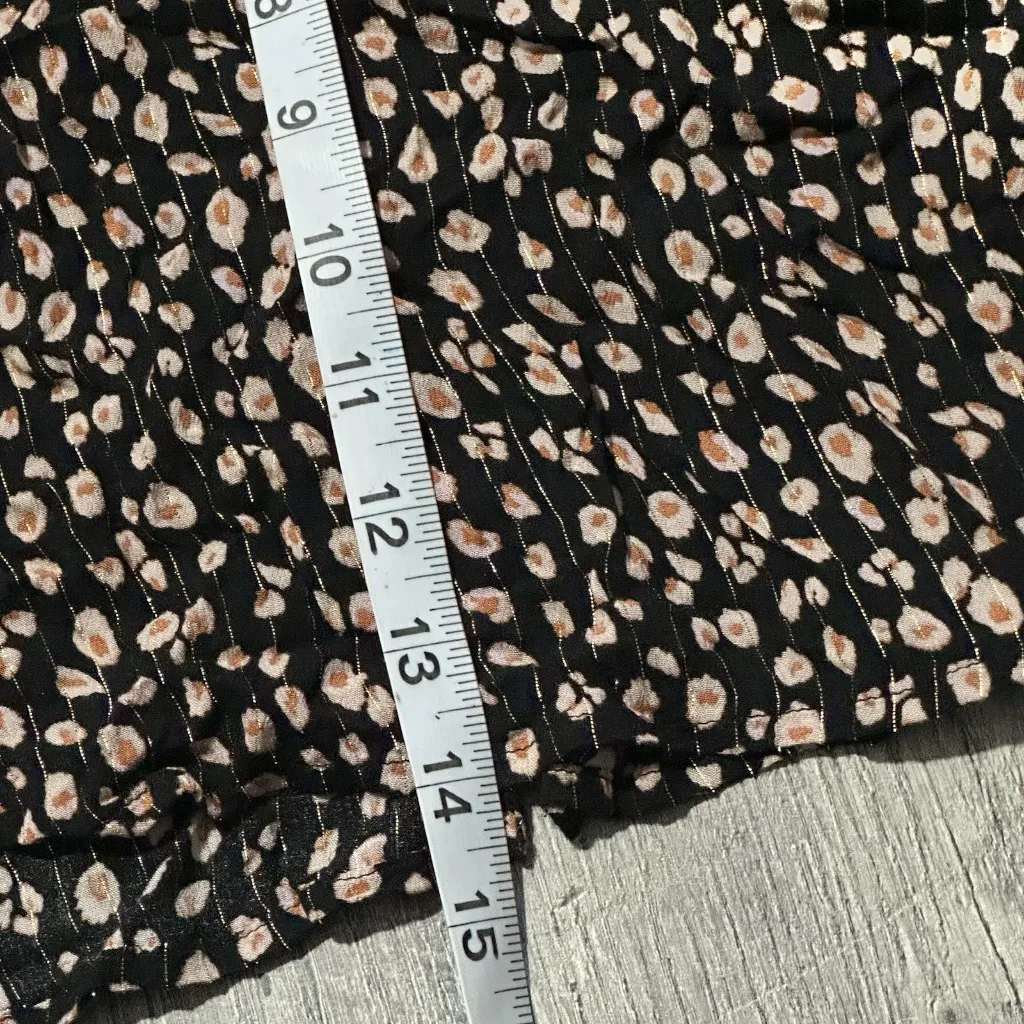 en creme black Floral Women’s Top small button up v neck strap babydoll spring - Image 5