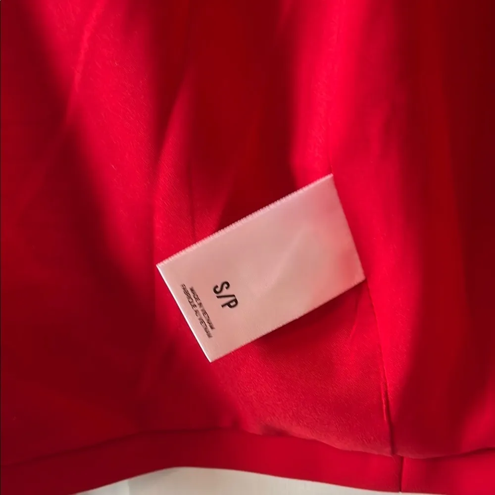 EXPRESS  Cherry Red Oversized Boyfriend Casual Open Front Blazer - Size Small - Image 10