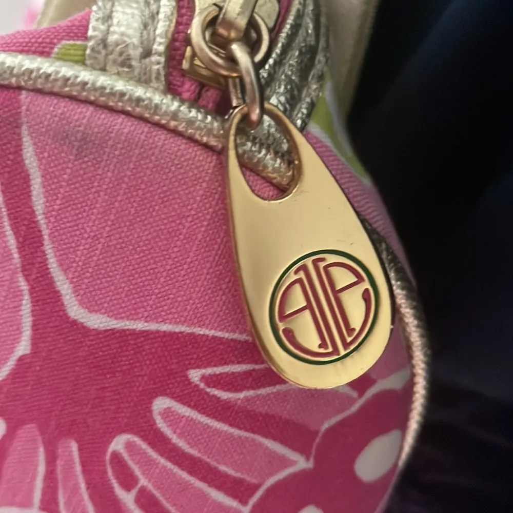 Lilly Pulitzer Originals pink/green/gold zip top bag - Image 4