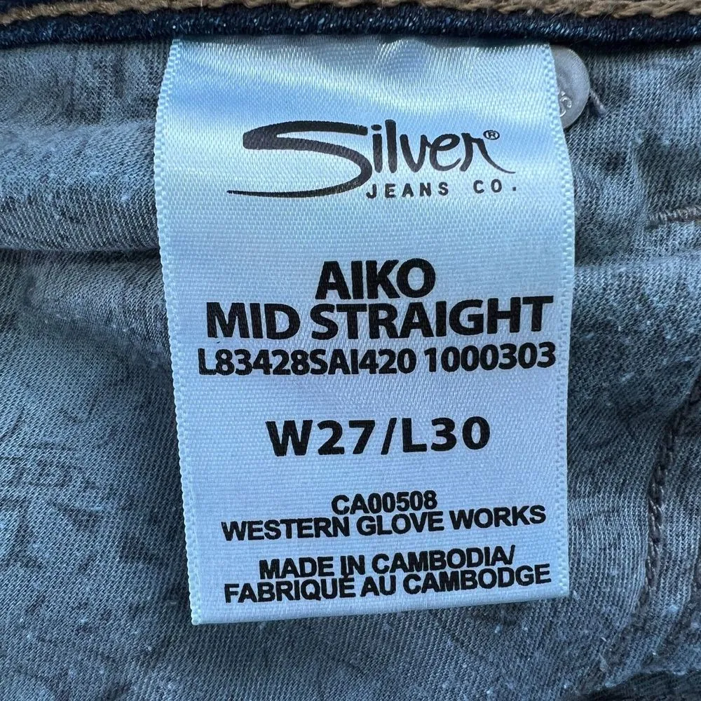 Silver Jeans Co. Aiko Mid Rise‎ Straight Leg Jeans Women's 27/30 Western - Image 9