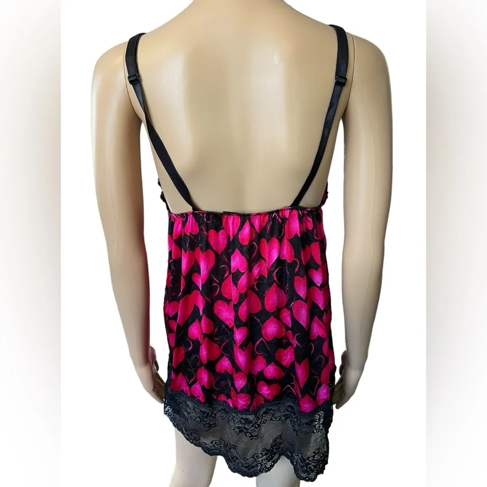 Smart & Sexy Pink Heart Love Valentine Lace Romantic Lingerie Mini Slip Dress - Image 3