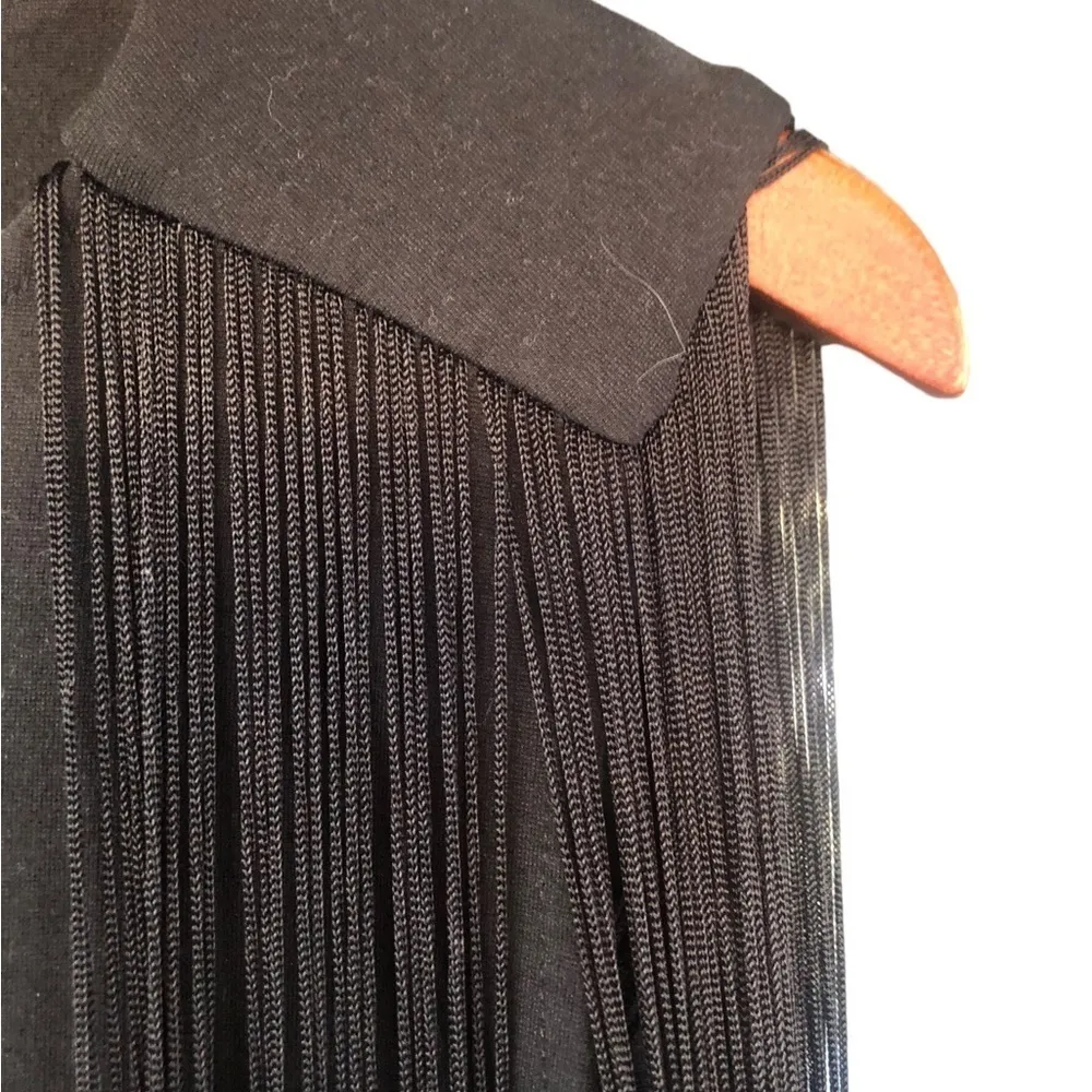 Haute society black fringe cocktail dress - Image 6