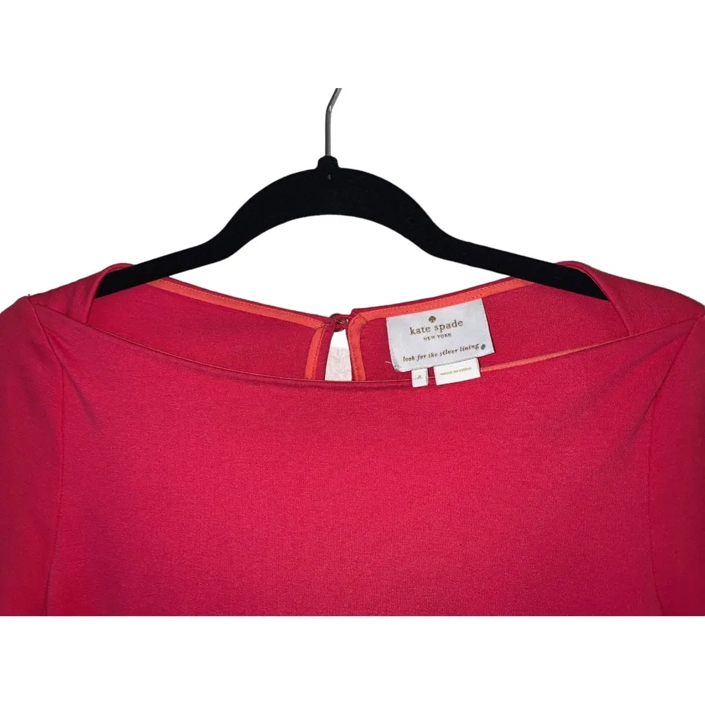 Kate Spade Solid Pink Fit & Flare Mini Dress Boatneck 3/4 sleeve - Image 11