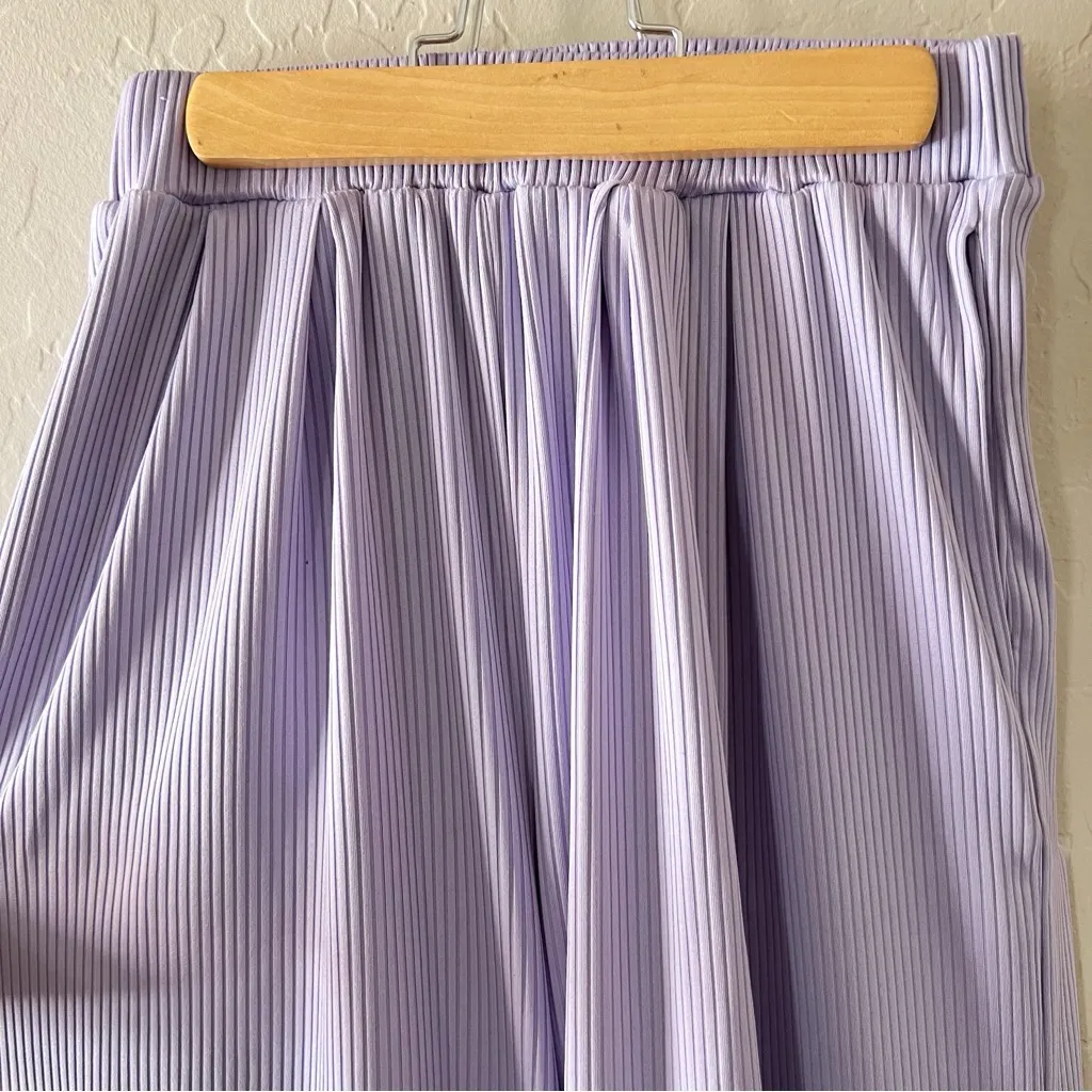 Ekouaer Lavender Ribbed Wide Leg Pants Purple - Image 2