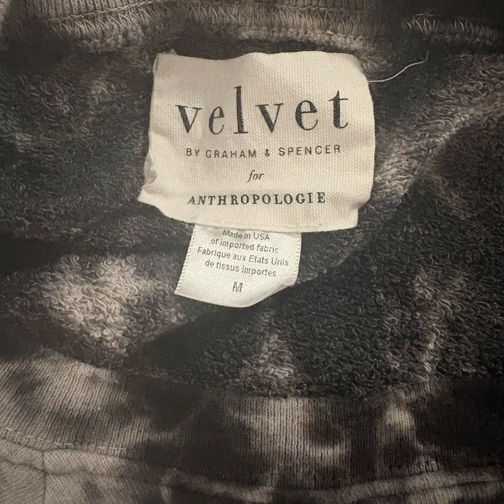 Velvet by Anthropologie Black and White Tie-Dye Terrycloth Raw Hem Sweatshirt 💜 - Image 5