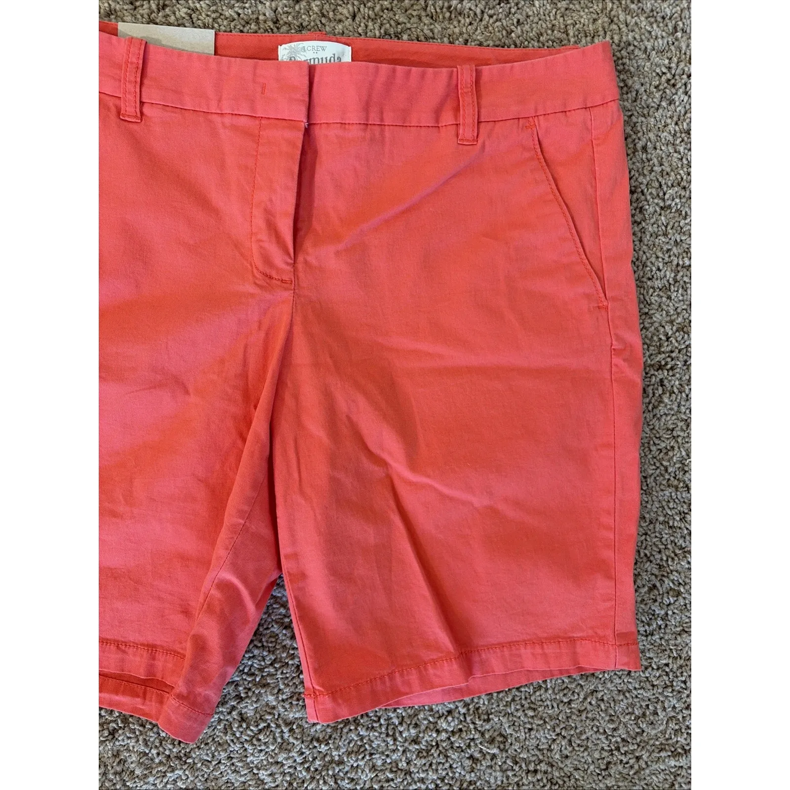J Crew Factory 2012 Orange Poppy Cotton Stretch Bermuda‎ Shorts Womens 6 NEW NWT - Image 3