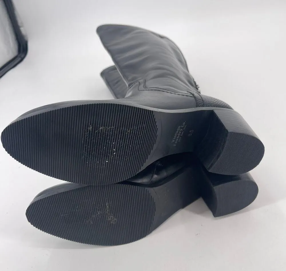 Vintage Foundry Tall Boot Womens 8.5 Black Helen Leather Side Zip Boho *Flaw - Image 9