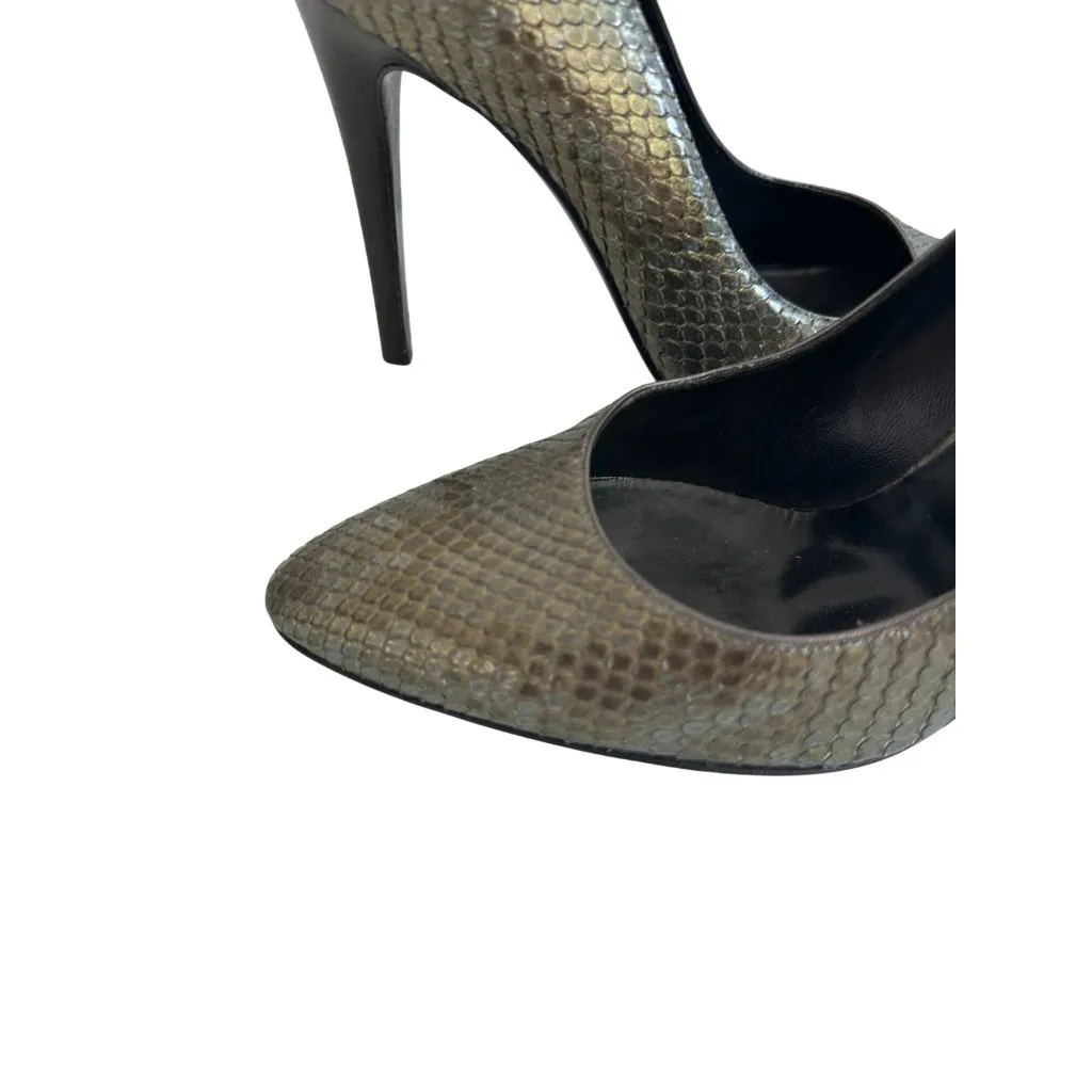 PATRICK COX Metallic Snakeskin Stiletto Heels Size 39.5 US 9.5 Gray - Image 8