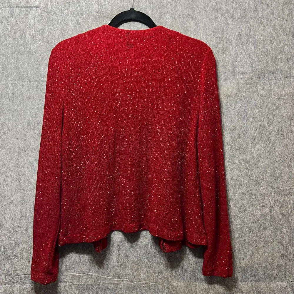 Vintage Ronni Nicole Sparkly Cardigan Shrug Open Front Red Party Top Size 12 - Image 4