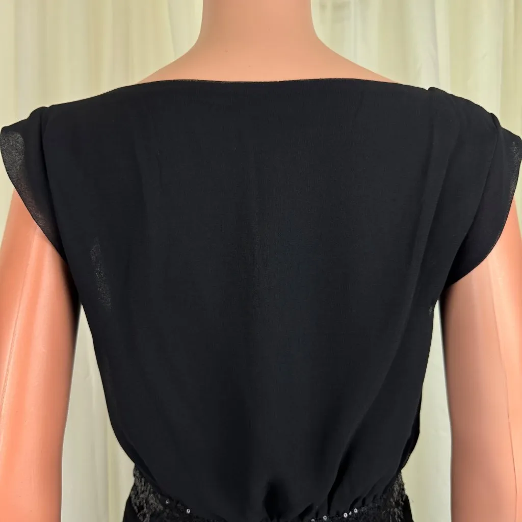 Women's TCEC Sequins Accent Ruched Shirred Chiffon Romper Size Medium Black - Image 10