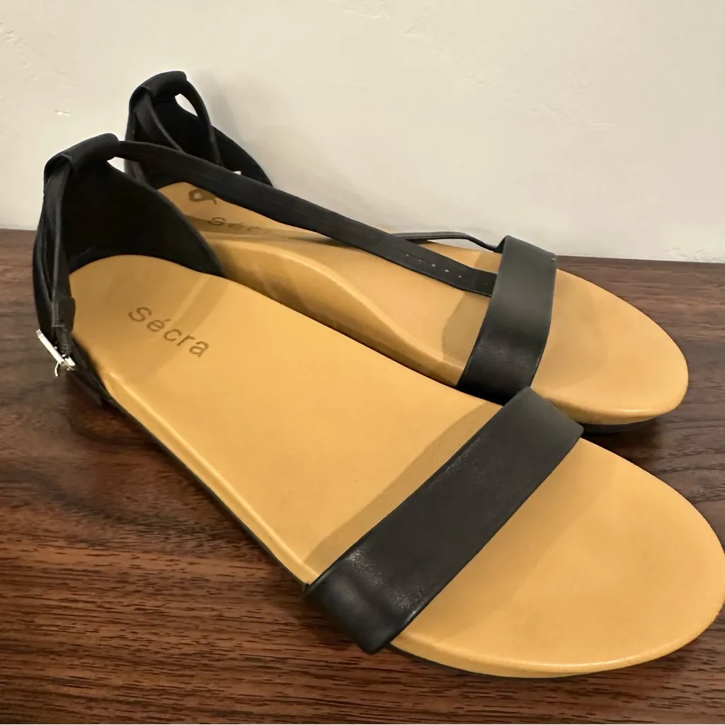 Secra High Arch Support Sandals ‘Poppy’ Black and Tan Size 10.5 - Image 6