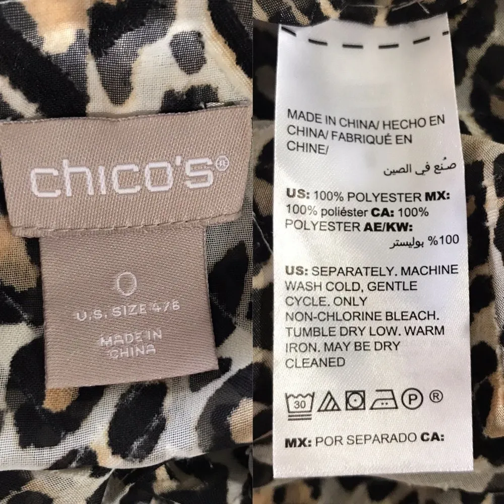 Chico’s Leopard Print Ruffle Button Up Long Sleeve Top Small - Image 9
