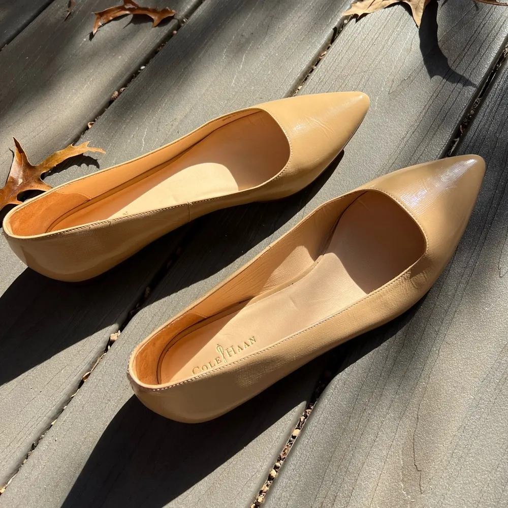 Leather Ivory Pointed Toe Flats - Image 2