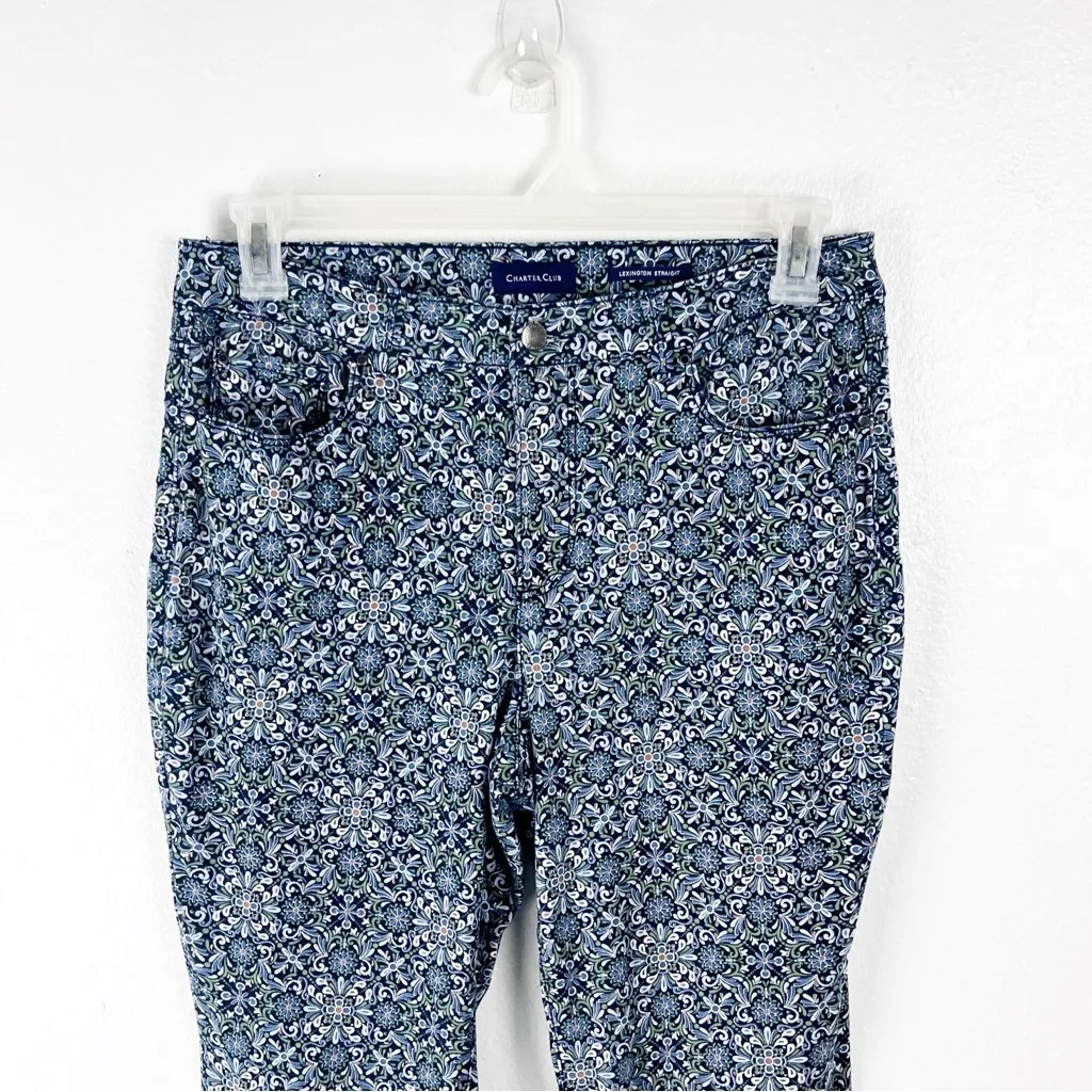 CHARTER CLUB Lexington Straight High Rise Floral Five Pockets Jeans Size 12 - Image 10