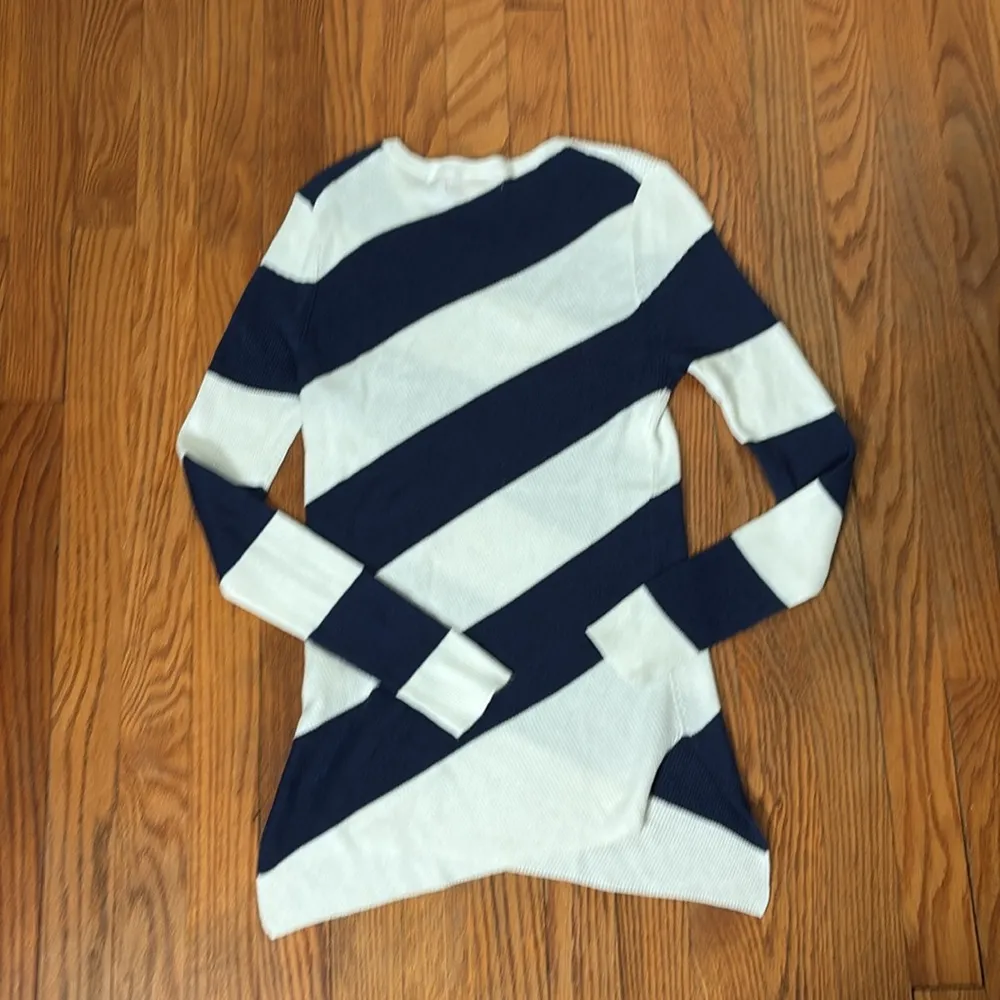 Lilly‎ Pulitzer Cadee Sweater Navy White Party Paradise Diagonal Striped size S - Image 9