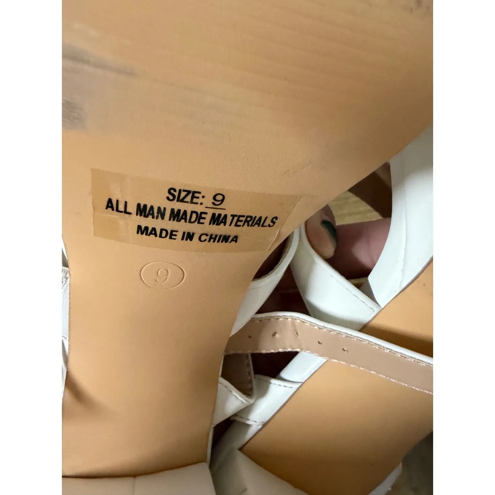 Lulus Platform White Faux Leather Heels Ankle Wrap Adjustable Size 9 Formal - Image 9