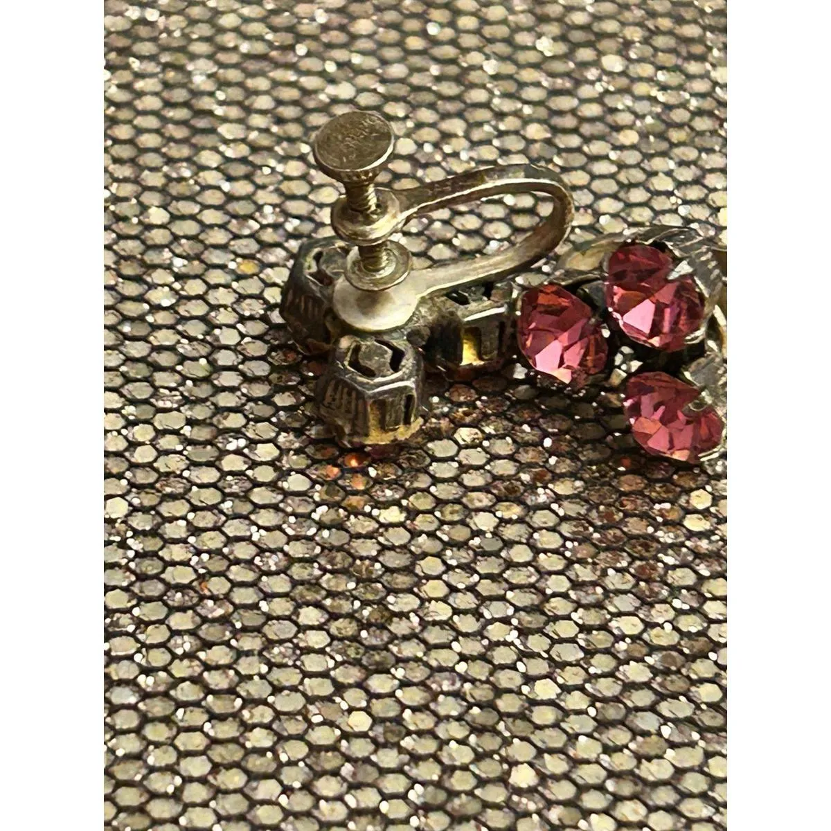 925 sterling silver earrings no hole pink tarnished - Image 5